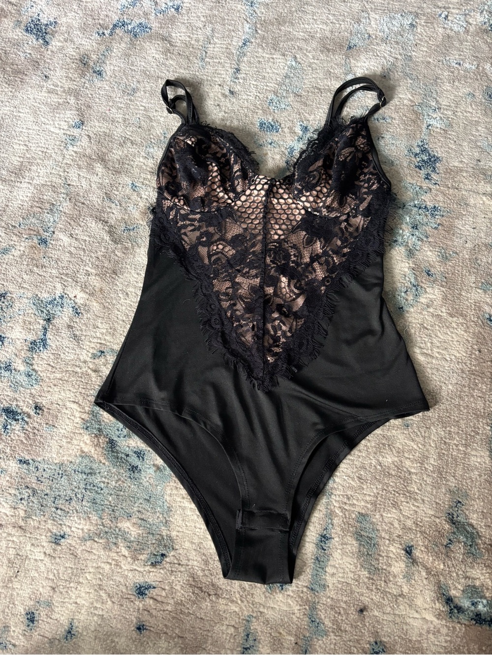 Black Lace-Front Bodysuit